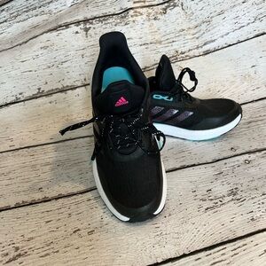Adidas Girls Black and Teal Sneakers
